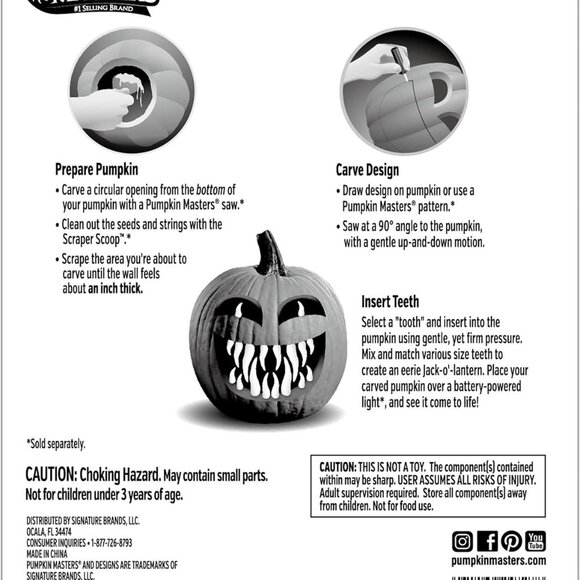 Premium Jack-O-Lantern Teeth – Easy-to-Insert Teeth for Creating Unique and Spoo - Picture 2 of 3